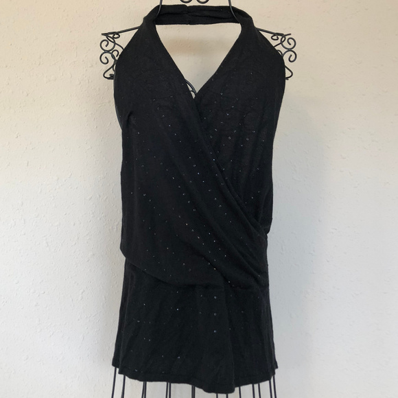 The Limited Tops - The Limited Silk Cashmere Sequined Halter Top